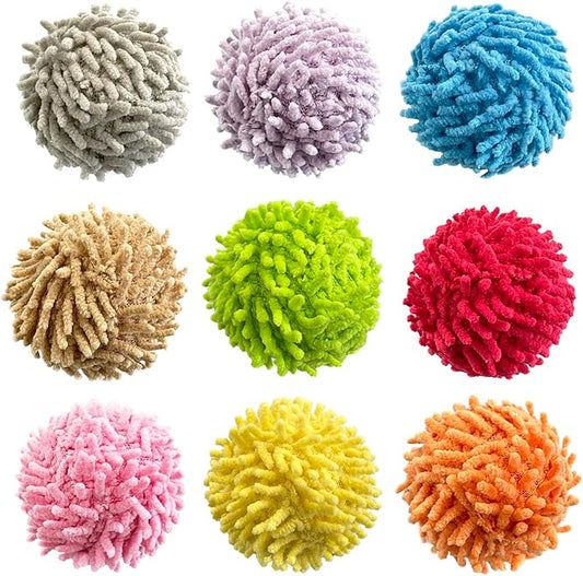 9Pcs Fuzzy Cat Ball Toys - Safe Pom Pom Balls for Indoor Cats, Kitten Chasing Toys with Bell (Multicolor)