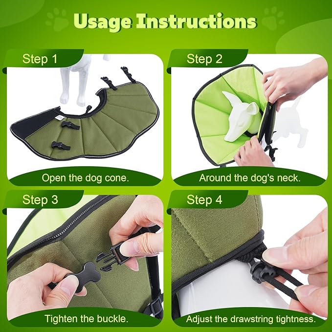 Soft Dog Cone After Surgery: Comfortable Dog Cones Collar for Stop Licking Biting - Adjustable Elizabethan Collar for Dogs fit for Small Medium Large Dogs (Green, XL)