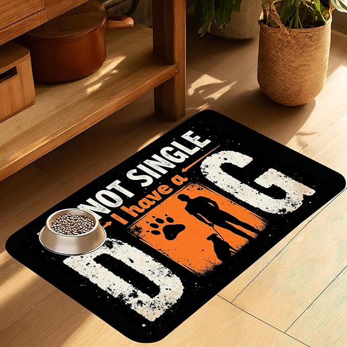 Not Single Dog Pet Cat Dog Food Mat-Absorbent Quick Dry Feeding Placemat for Water and Food, No Stains Rubber Base Mat for Indoor Use, Pet Accessories 16"x24"