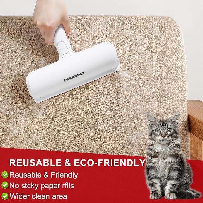 Pet Hair Removal Tool – Reusable Lint Roller for Dogs & Cats – Self-Cleaning Fur Remover Brush - Portable, Multi-Surface Fur Removal Tool - Reusable Double Sided Travel Brush