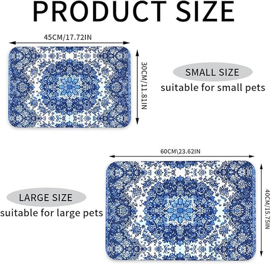 Persian Carpet Style Dog Food Mat Absorbent Bowl Mats No Stains Quick Dry Waterproof Pet Cat Placemats for Food and Water, 30x45cm