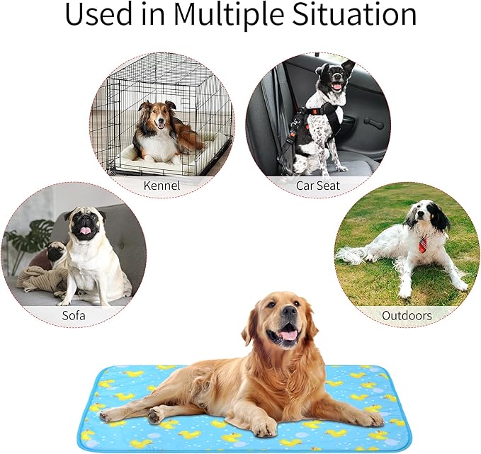 NACOCO Summer Pet Cooling Mat - Cat Dog Cushion Pad Sleeping Cool Ducks Comfortable Soft for Pets Kids and Adults (Blue Duck, L)