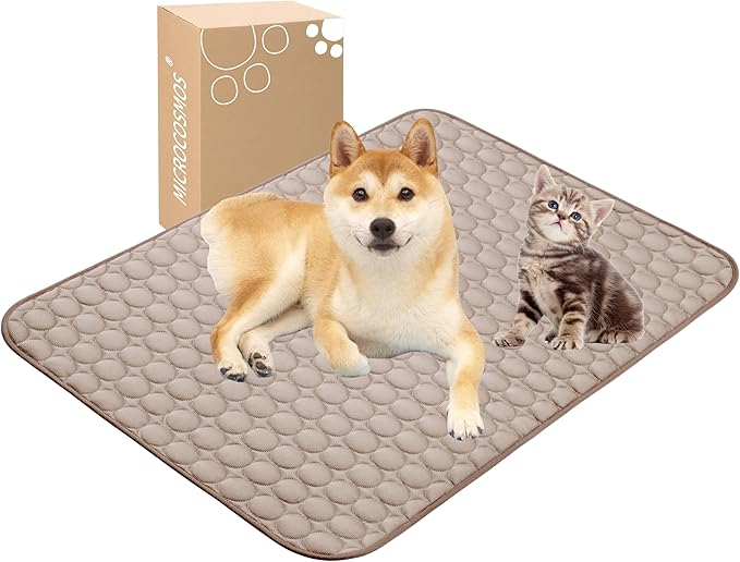MICROCOSMOS Summer Cooling Mat & Sleeping Pad- Water Absorption Top, Easy Carry, EZ Clean, Materials Safe. Keep Cooling for Pets, Kids and Adults.(Brown, 40" x 28")