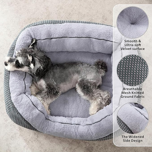 INVENHO Small Dog Bed for Small Dogs, Cat Beds for Indoor Cats Washable, Orthopedic Dog Bed, Warming Soft Calming Sleeping Puppy Bed Durable Pet Bed with Anti-Slip Bottom S(20"x19"x6")