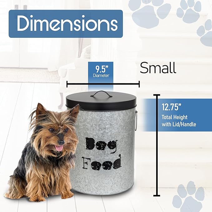 Medium 30lb Cat & Small 20lb Dog Pet Food Storage Canister with Scoop – Durable & Airtight for Freshnesss, Minimalist Design & Recyclable, Medium Metal Container(Combo - Small Dog Bin & Med Cat Bin)