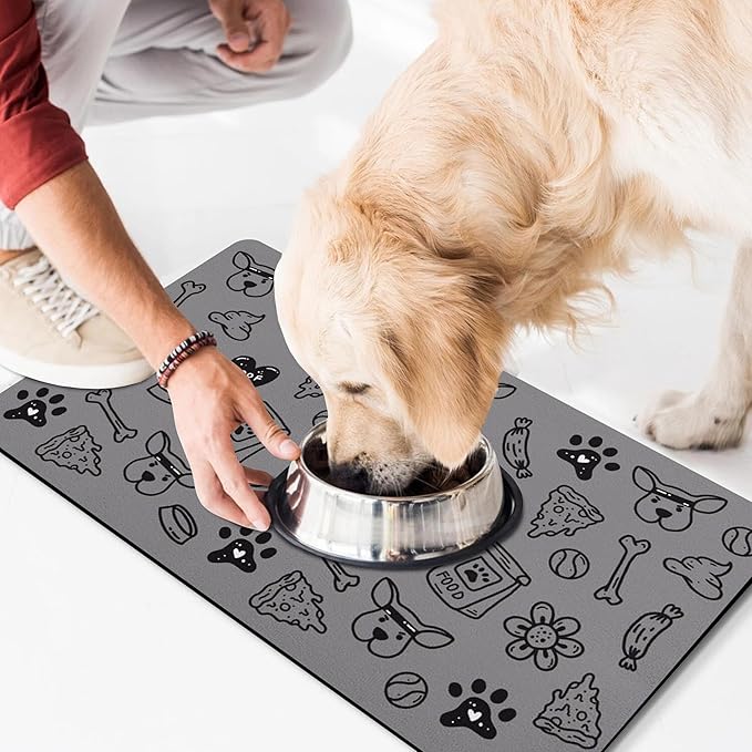Pet Feeding Mat for Floors Waterproof Dog Mat for Food and Water Absorbent Quick Dry Non Slip mat for Cat Bowls