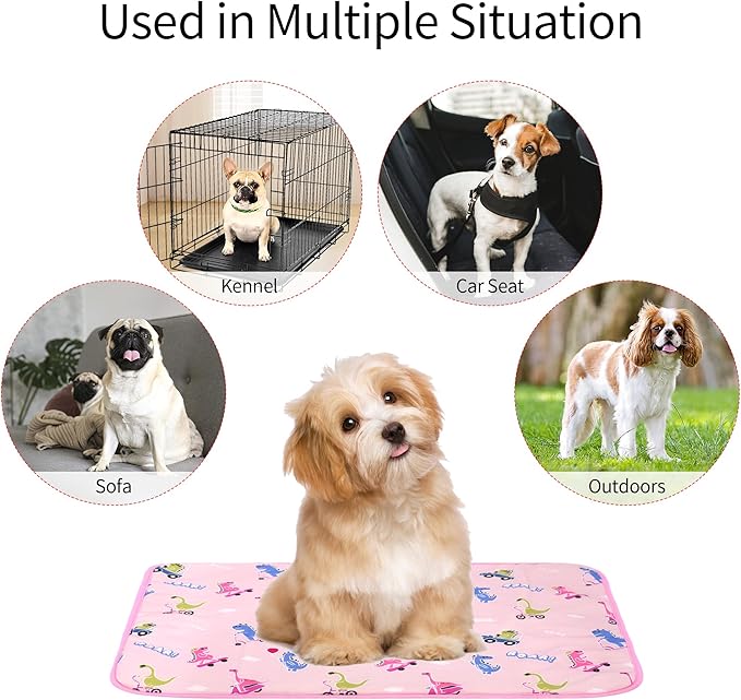 NACOCO Summer Pet Cooling Mat - Cat Dog Cushion Pad Sleeping Cool Dinosaurs Comfortable Soft for Pets Kids and Adults(Pink Dinosaur, M)