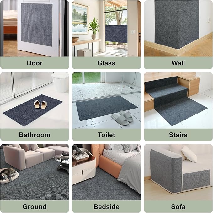 Cat Scratching Climbing Carpet Mat, Adhesive Trimmable Cat Scratcher Furniture Protector, Cat Post Covered Pad Replacement for DIY Cat Tree Shelf Steps Couch Corner Wall (Khaki, 39.3x15.8Inch)