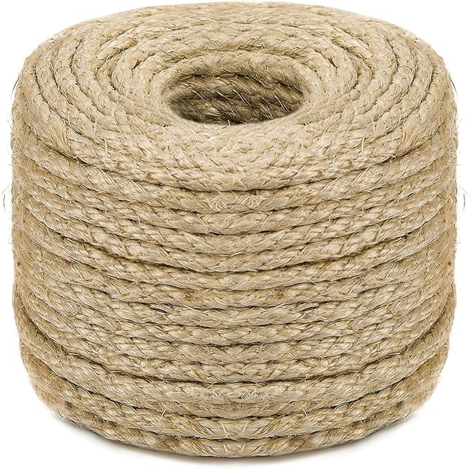 Sisal Rope for Cat Scratching Post Tree Tower Replacement for Repairing Recovering or DIY Scratcher (Natur, 4mm 50ft)