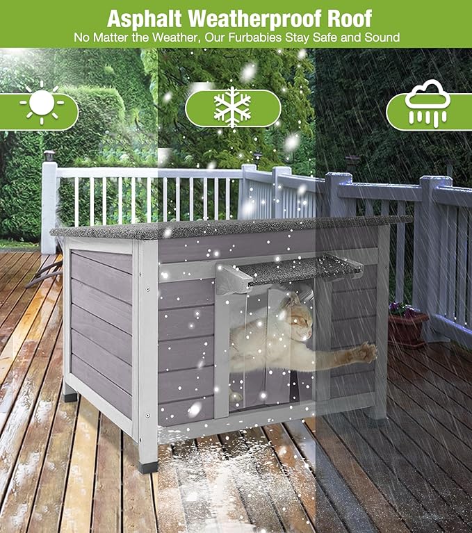 GUTINNEEN Heated Outdoor Cat House with Heating Blanket, Bite-Resistant Wire, Weatherproof Insulated Feral Cat Shelter for Winter