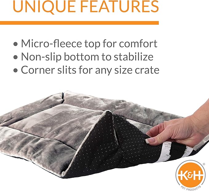 K&H Pet Products Self-Warming Dog Crate Pad, Small Self Heated Dog & Cat Bed Mat, Portable, Machine Washable, No Electric Needed, Adjustable Fit, Non-Slip Bottom - Small 25 X 20in Gray