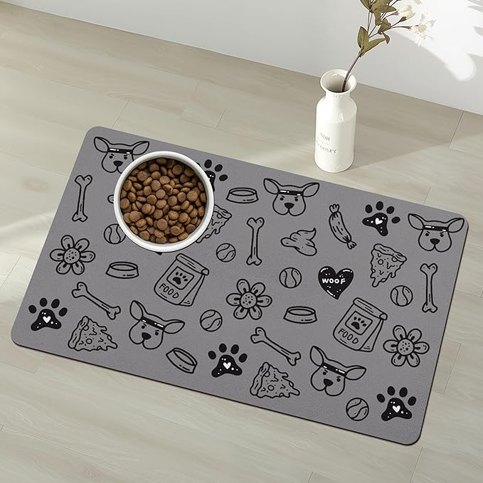 Pet Feeding Mat for Floors Waterproof Dog Mat for Food and Water Absorbent Quick Dry Non Slip mat for Cat Bowls