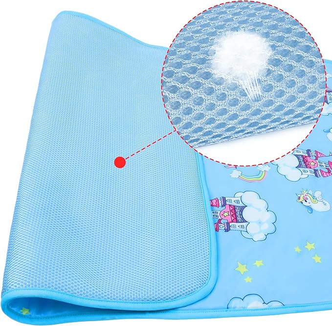 NACOCO Summer Pet Cooling Mat - Cat Dog Cushion Pad Sleeping Cool Castle Comfortable Soft for Pets Kids and Adults (Blue Castle, S)