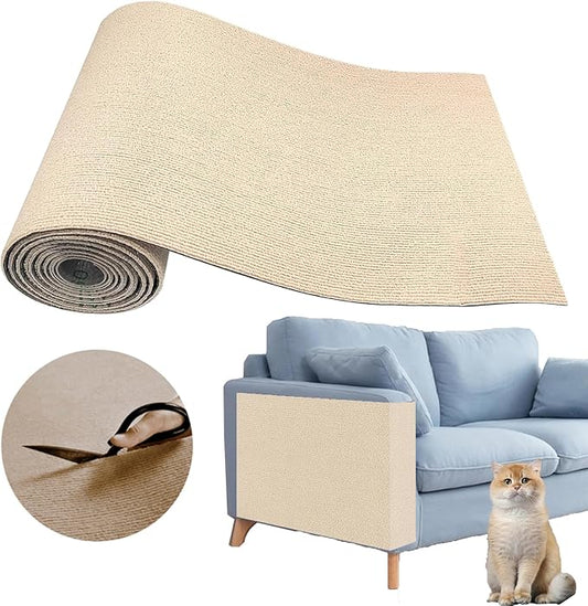 Cat Scratching Climbing Carpet Mat, Adhesive Trimmable Cat Scratcher Furniture Protector, Cat Post Covered Pad Replacement for DIY Cat Tree Shelf Steps Couch Corner Wall (Khaki, 39.3x15.8Inch)