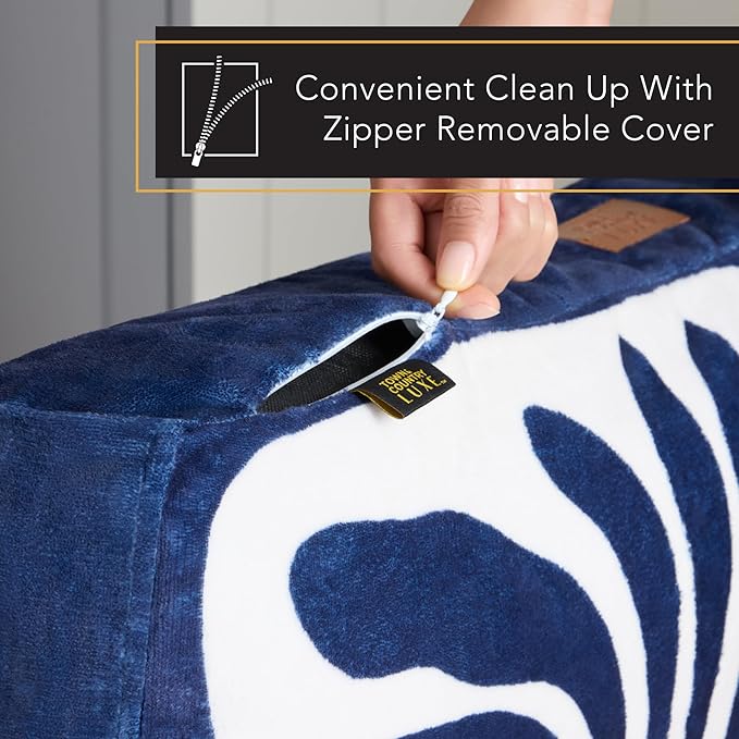 TOWN & COUNTRY LUXE CuddleTown Matisse Everwash® Pillow Pet Bed, Water Repellent Floor Pillow, Machine Washable Cover, Soft & Calming, Navy Blue, Small 28"x22"x4"