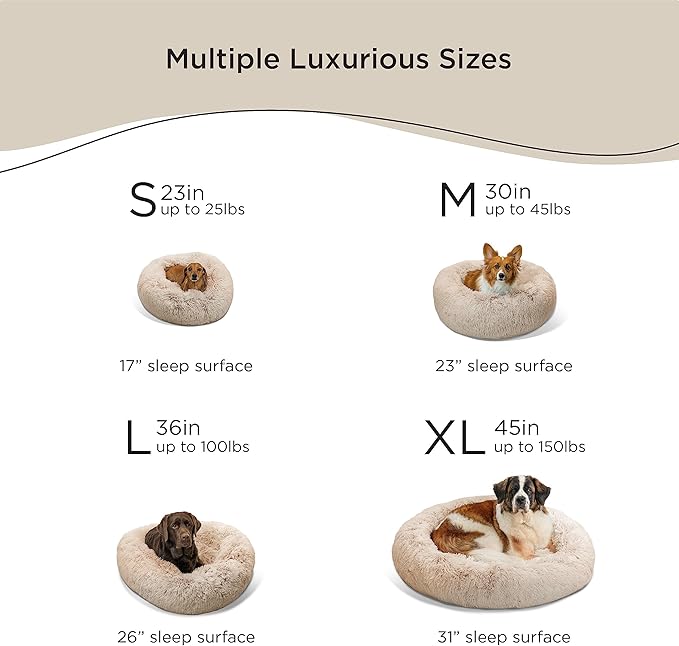 Best Friends by Sheri Original Calming Donut Dog and Cat Bed, Shag Faux Fur, Sage Green, (30in x 30in) - Anxiety Relief for Pets Up to 45 lbs