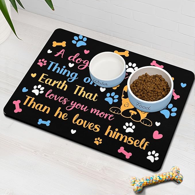 Pet Feeding Mat for Floors Waterproof Dog Mat for Food and Water Absorbent Quick Dry Non Slip mat for Cat Bowls