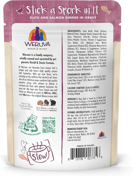 Weruva Classic Cat Stews, Stick A Spork in It with Duck & Salmon in Gravy, 3oz Pouch (Pack of 12)