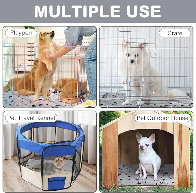 Namalu 4 Pack Self Warming Cat Bed Self Heating Cat Mat Star Pattern Soft Dog Crate Pad Thermal Pet Mat Anti Slip Kennel Washable Dog Warming Bed for Outdoor Indoor(18 x 18 Inch,Square)