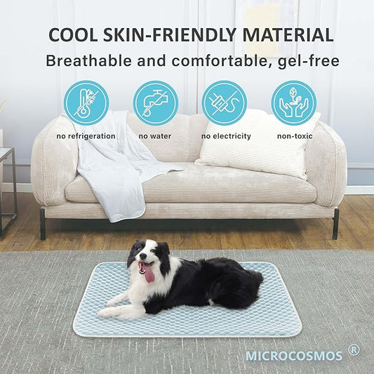 MICROCOSMOS Dog Sleeping Pad & Pet Cooling Mat- Breathable Bubble Surface, EZ Clean. Keep Cooling for Pets, Kids and Adults in Summer.(BlueWhite, 28" x 22")