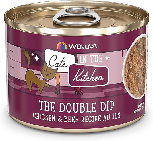 Weruva Cats in The Kitchen, The Double Dip with Chicken & Beef Au Jus Cat Food, 6oz Can (Pack of 24)