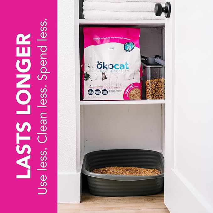 ökocat Super Soft Wood Clumping Cat Litter, Unscented,14 pounds - Natural Ingredients, Stops Odor, Clumps Solid, 99% Dust Free, Great for All Cats, Sensitive Paws, Kittens