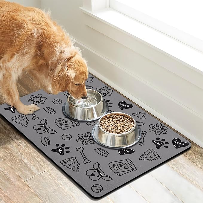 Pet Feeding Mat for Floors Waterproof Dog Mat for Food and Water Absorbent Quick Dry Non Slip mat for Cat Bowls