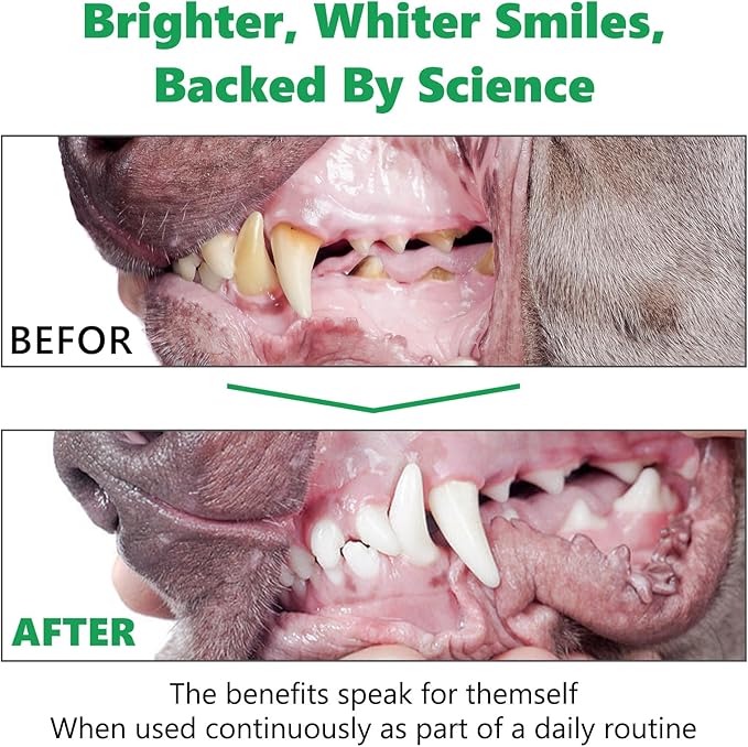 Teeth Cleaning Powder for Dogs - Dental Freshener with Probiotics for Bad Breath, Plaque, Tartar - Dental Care for Small, Medium, Large Dogs - 80g