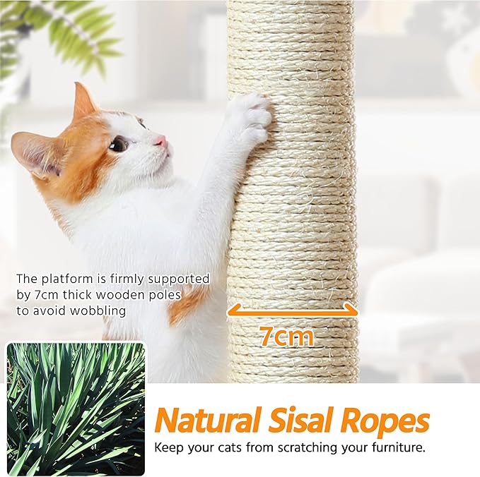 Yaheetech Multi-Level Cat Trees Cat Towers 79in Cat Tree for Indoor Cats with Sisal-Covered Scratching Posts, Plush Perches and Stable Condo for Kittens, Cats and Pets, Dark Gray