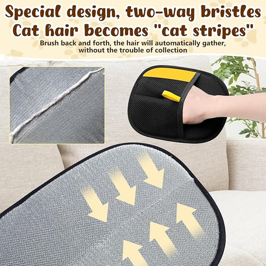 2pcs Pet Hair Removal Glove for Cats & Dogs, 2025 New Upgrade Efficient Grooming Gloves for Pet Hair, Cat Grooming Gloves for Hair Removal, Reusable Pet Hair Remover Glove
