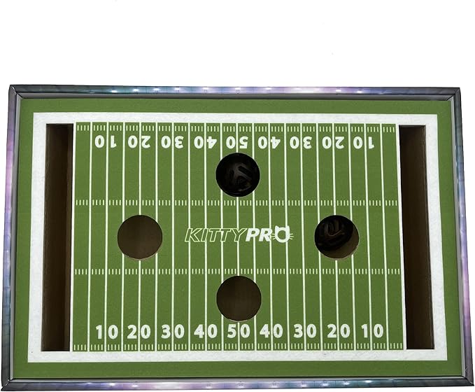 NFL Philadelphia Eagles Football Stadium Cat Scratcher Find & Play Box With 2 Jingle Bell Balls - Game Day Toy, Field Felt Scratcher, Play and Lounge Stimulating Game