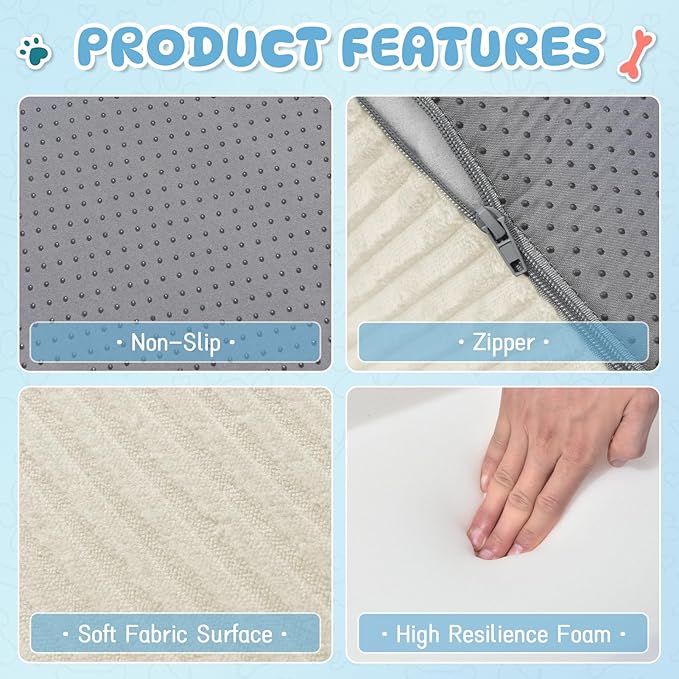 Dog Steps for Small Dogs, 4-Step Dog Ramp and Stairs for High Beds and Sofa, Non-Slip Pet Stairs for Small Dogs and Cats, Removable and Easy to Clean Pet Stairs, Beige