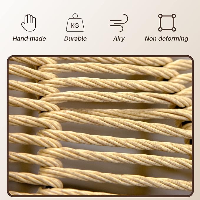 BROWN-BROWN Wicker Cat Bed Indoors & Outdoors, Hand Made Cat Swing Bed with Removable Cushion & Hanging Ball, Washable Pet Swing for Cat, Small Dog, Small Animals