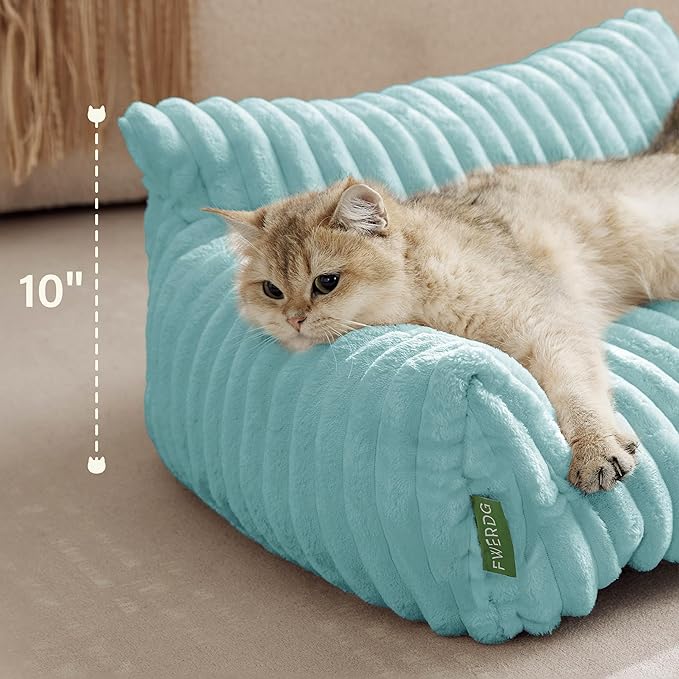 Cute Couch Bed for Pets, Supportive Cat Sofa for Indoor Cats, Medium Dog Sofa Bed for Medium Dogs, Light Blue, 30 inches