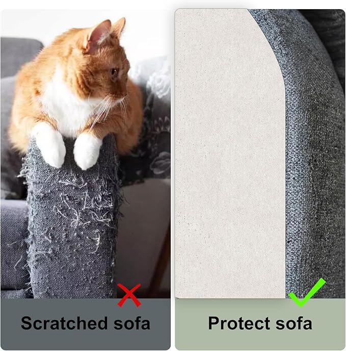Cat Scratch Couch Furniture Protector, Adhesive Cat Scratch Pad Deterrent for Furniture, DIY Climbing Cat Scratcher Couch Protector from Cat Claws Scratching for Indoor (OffWhite, 78.7x15.8Inch)