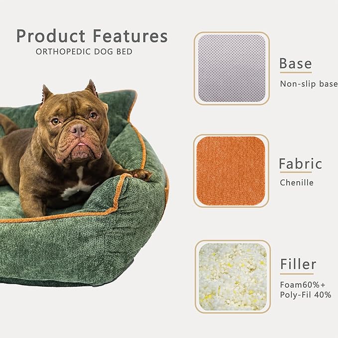 Orthopedic Dog Bed for Small Dogs - Washable Pet Bed with Removable Side Bolsters, Non-Slip Durable, Plush Cat Sofa for Comfort - Soft Supportive Small Dog Sofa (Black)