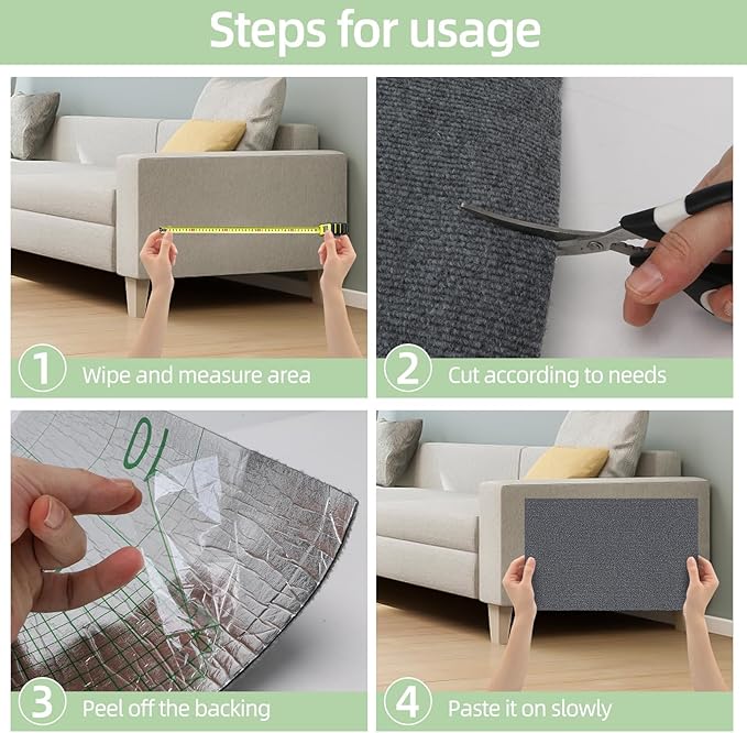 Cat Scratch Mat 120"x15.8",Cat Scratch Carpet Trimmable Self-Adhesive Cat Scratch Pad,Decorative Cat Tree Shelf，Cat Wall，Cat Scratching Post,Cat Couch Protector(Grey)