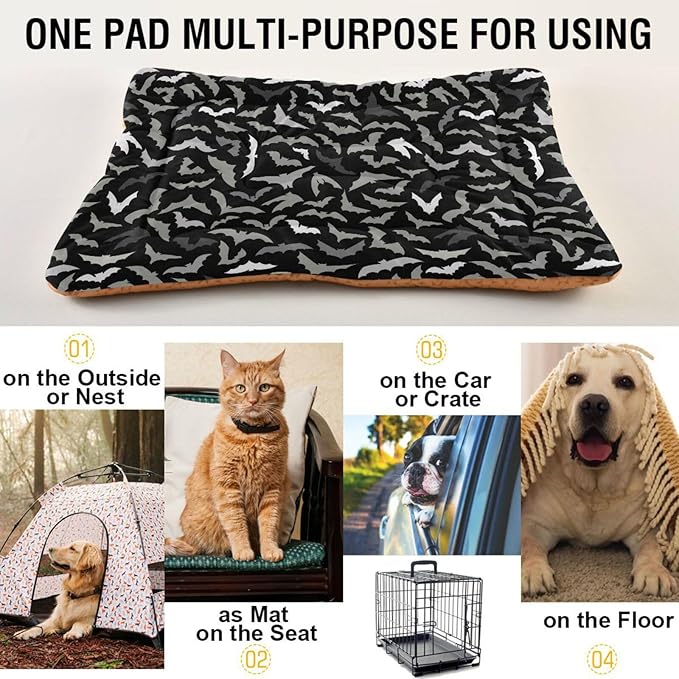 Pet Bed Halloween Bats Dog Bed Mat Absorbing Non Slip Pad Pet Sleeping Mat for Small, Medium, and Large Dogs Puppy Cat 36 in x 24 in