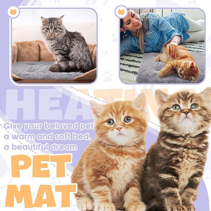 4 Pack Self Warming Cat Bed Pad Self Heating Extra Thermal Cat and Dog Bed Mat 14 x 19.5 Inches Reflects Body Washable Pet Heating Pad Blanket for Cage Indoor Outdoor