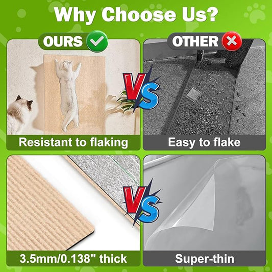 Bed Cat Scratcher Pad,47.2"x15.8"Cat Scratching Mat,Self-Adhesive Trimmable Anti Scratch Bed Couch Wall Corner Furniture Protector from Cat Claws,Easy Use for Cat Carpet/Door/Post