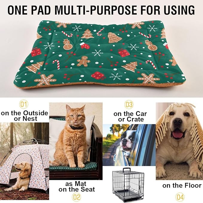 Christmas Snowman Gingerbread Pet Bed Cute Dog Bed Mat Absorbing Non Slip Pad Pet Sleeping Mat for Small, Medium, and Large Dogs Puppy Cat 24 in x 18 in