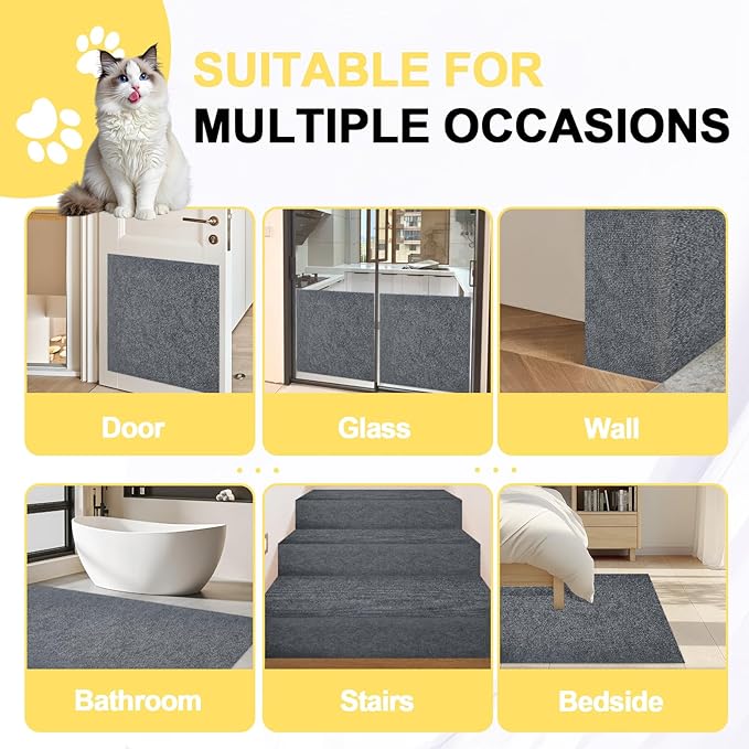 Cat Scratch Couch Furniture Protector, Adhesive Cat Scratch Pad Deterrent for Furniture, DIY Climbing Cat Scratcher Couch Protector from Cat Claws Scratching for Indoor(LightGrey,78x15.8In)
