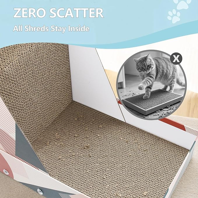L-Shaped Cat Scratcher, Vertical Cat Scratcher Scratching Posts for Indoor Cats, Durable Scratch Pad with Shreds Collection Function, Cats Bed