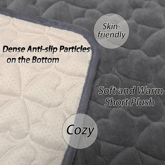 Dog Bed Mat 35"x27" Love Heart Shaped Crate Mat Fluffy Soft Washable Pet Pad Blanket for Indoor Bed Couch Sofa Floors Cat and Dogs Sleeping Mattress (Gray)