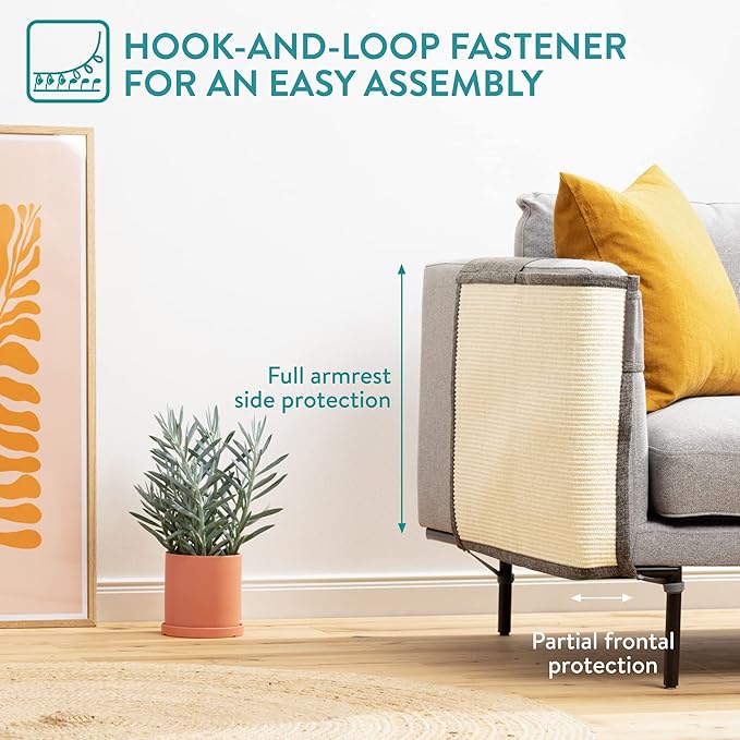 Navaris Cat Scratch Mat Sofa Protector - Natural Sisal Furniture Protector Scratching Pad for Cats - Scratch Carpet for Couch, Sofa, Chair