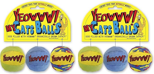 Yeowww! My Cats Balls, 2 Packs with 3 Balls per Pack