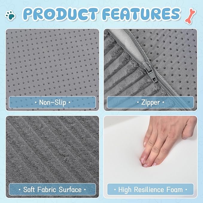 Dog Steps for Small Dog, 4-Step Pet Ramp and Stairs for High Beds and Sofa, Non-Slip Pet Stairs for Small Dogs and Cats, Removable and Easy to Clean Pet Bed Stairs, Dark Gray