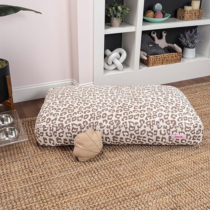 DBD3001E-L Mabel 41" x 25.5" Designer Modern Ultra Soft Reversible Plush Rectangular Pet Bed with Washable Cover, Modern Leopard