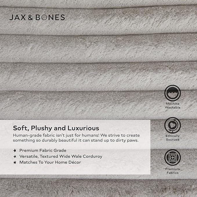 Jax & Bones Dog Napper - Luna Grey Machine Washable Bed for Dogs - Extra Heavy Duty Bolstered Sides - Large Grey Dog Mat | 40 x 32 Inches
