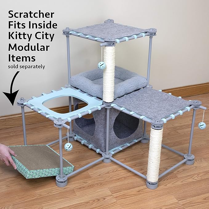 Kitty City XL Wide Corrugate Cat Scratchers 3 Pieces, Cat Scratching, Cat Scratch Pad, Door Clips, Furniture Protectors from Cat Scratching